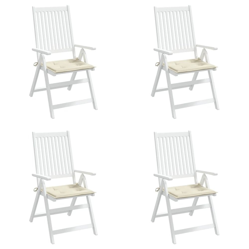 Chair Cushion Set of 4 Cream Oxford fabric (100% polyester). Picture 4