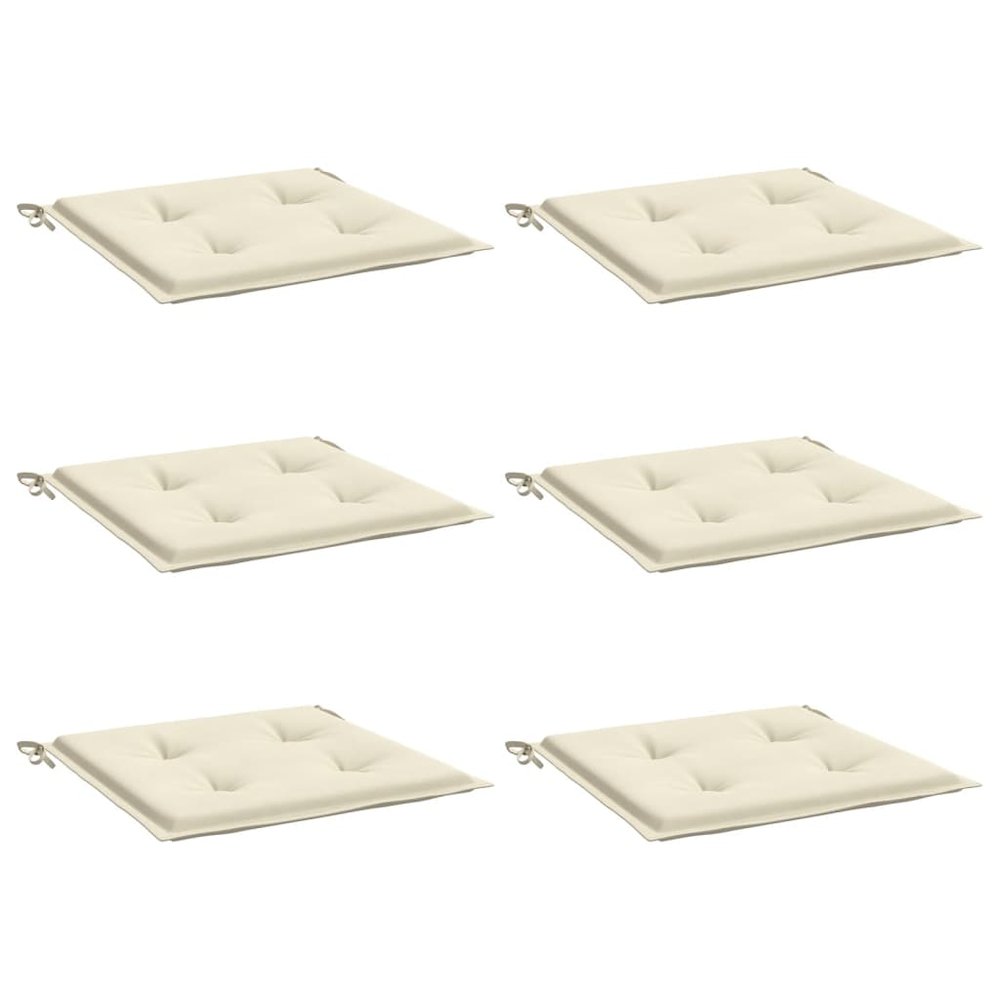 Chair Cushion Set of 6 Cream Oxford fabric (100% polyester). Picture 3