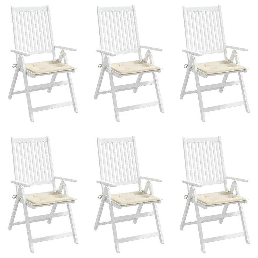Chair Cushion Set of 6 Cream Oxford fabric (100% polyester). Picture 4