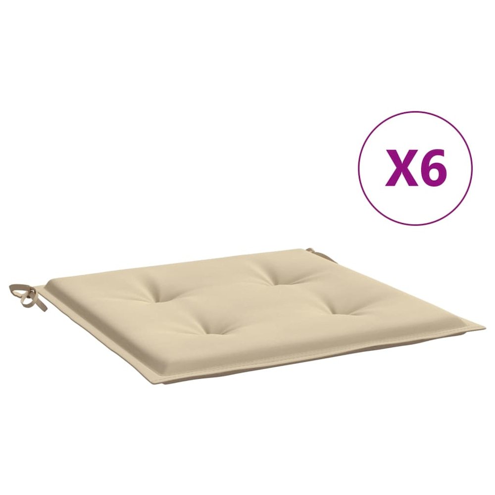 Chair Cushion Set of 6 Beige Oxford fabric, Foam fiber. Picture 2