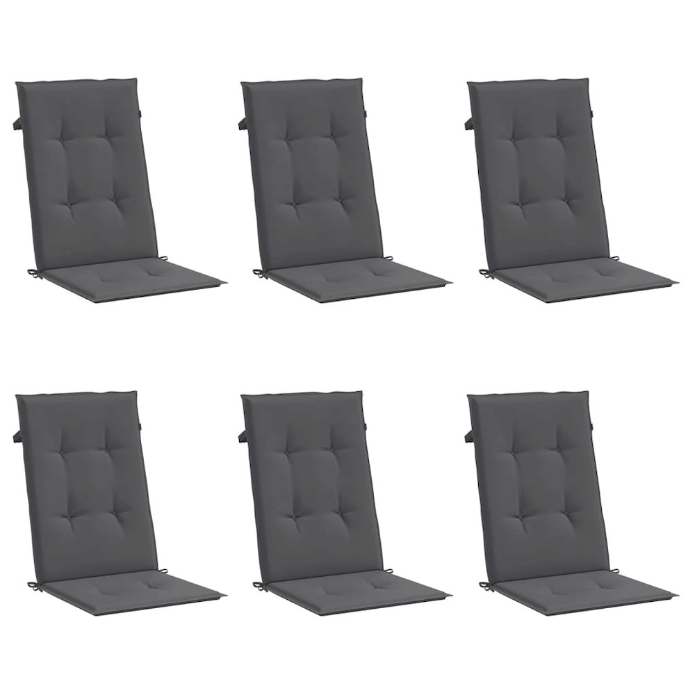 Highback Chair Cushion Set of 6 Anthracite Fabric (100% polyester). Picture 3