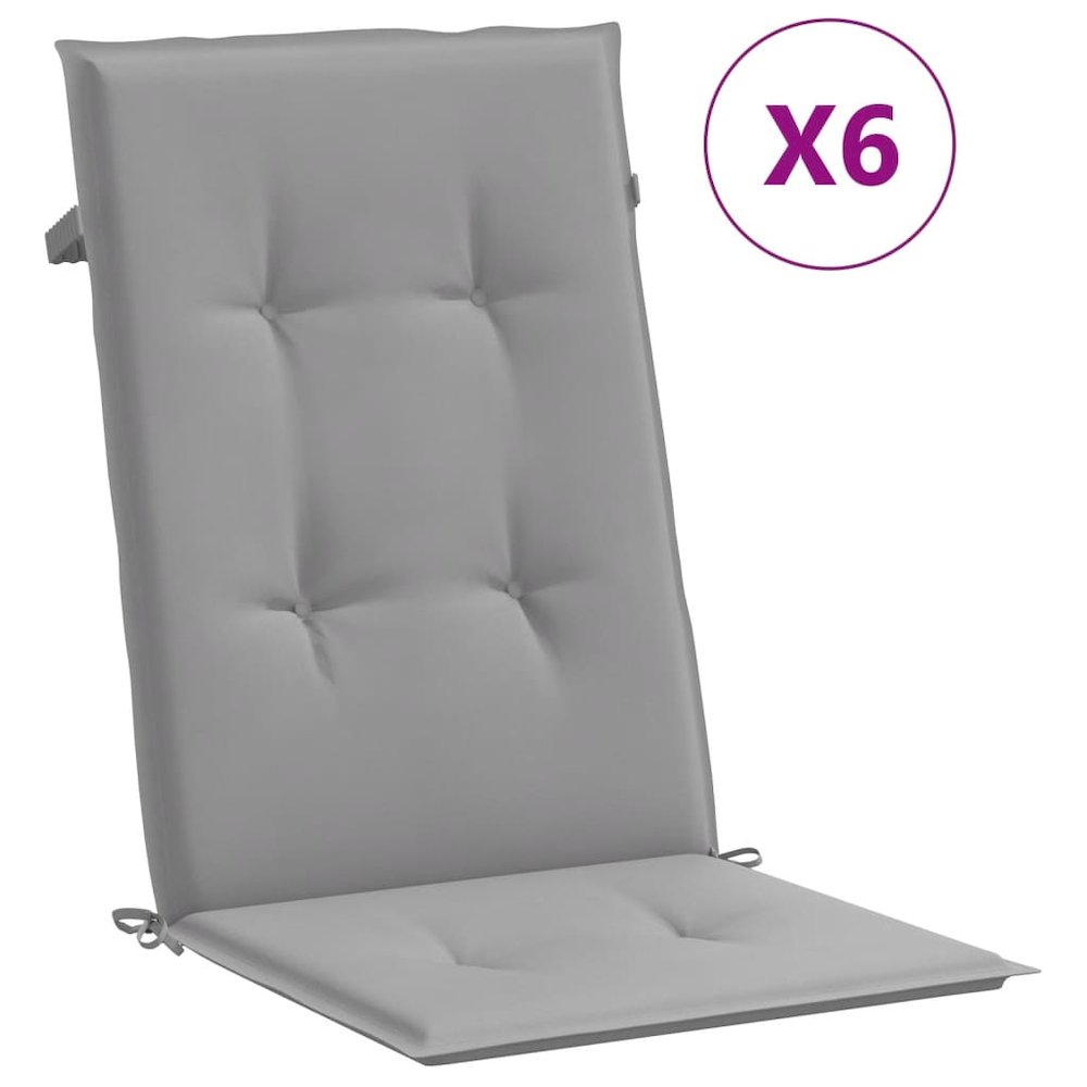Highback Chair Cushion Set of 6 Grey Fabric (100% polyester). Picture 2