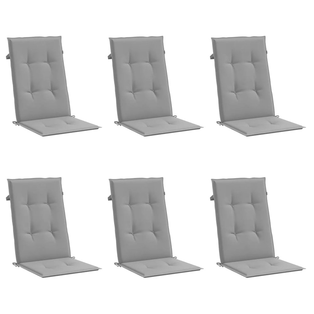 Highback Chair Cushion Set of 6 Grey Fabric (100% polyester). Picture 3