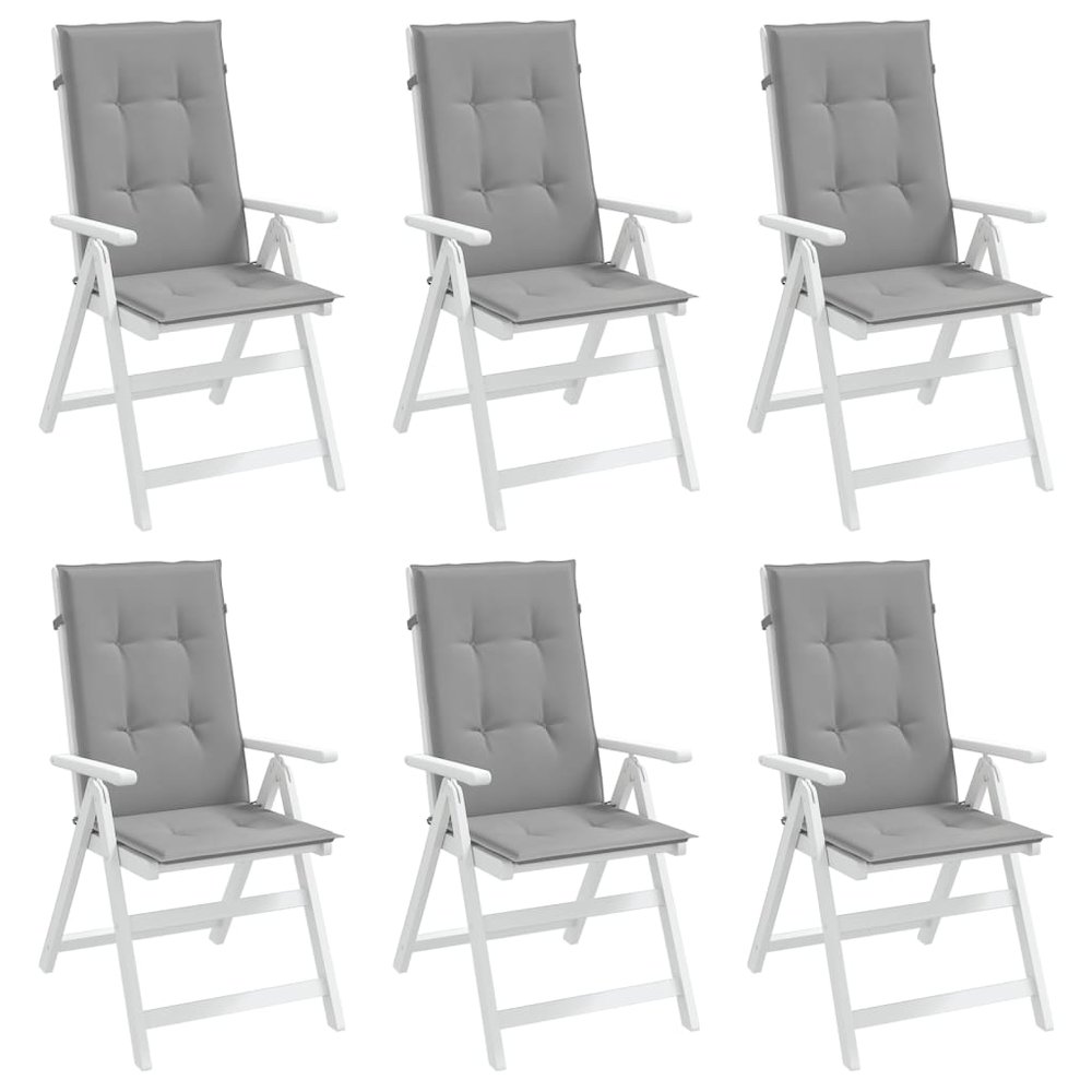 Highback Chair Cushion Set of 6 Grey Fabric (100% polyester). Picture 4