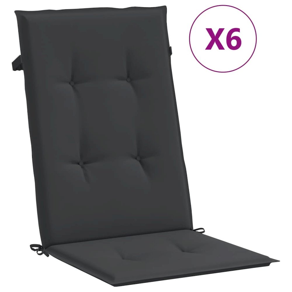 Highback Chair Cushion Set of 6 Black 100% polyester. Picture 2