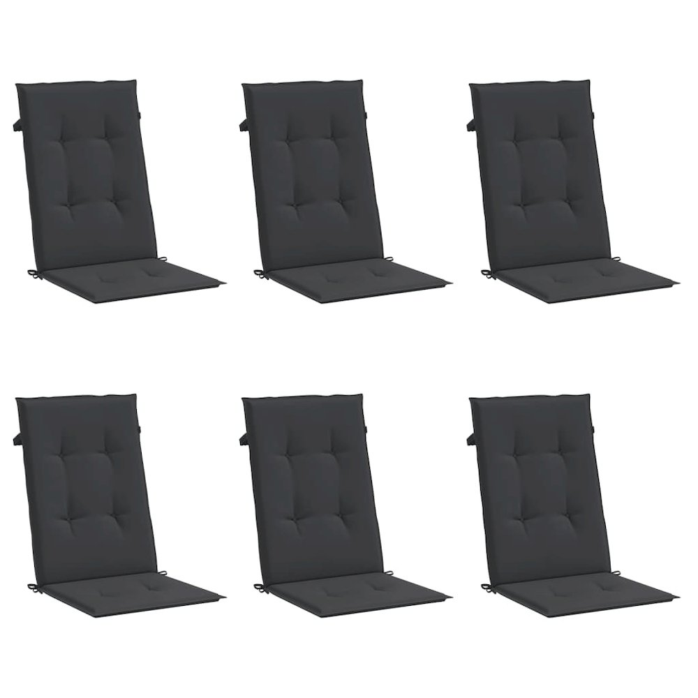 Highback Chair Cushion Set of 6 Black 100% polyester. Picture 3