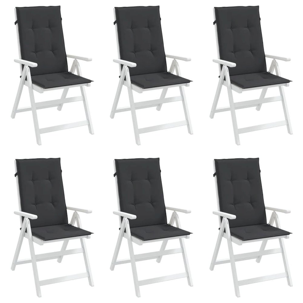 Highback Chair Cushion Set of 6 Black 100% polyester. Picture 4