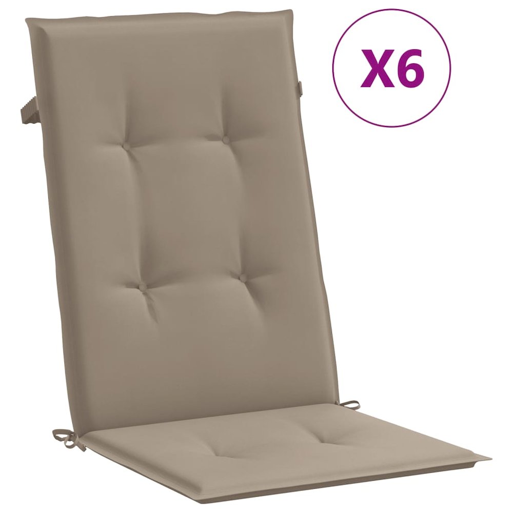 Highback Chair Cushion Set of 6 Taupe Polyester, Foam fibre. Picture 2