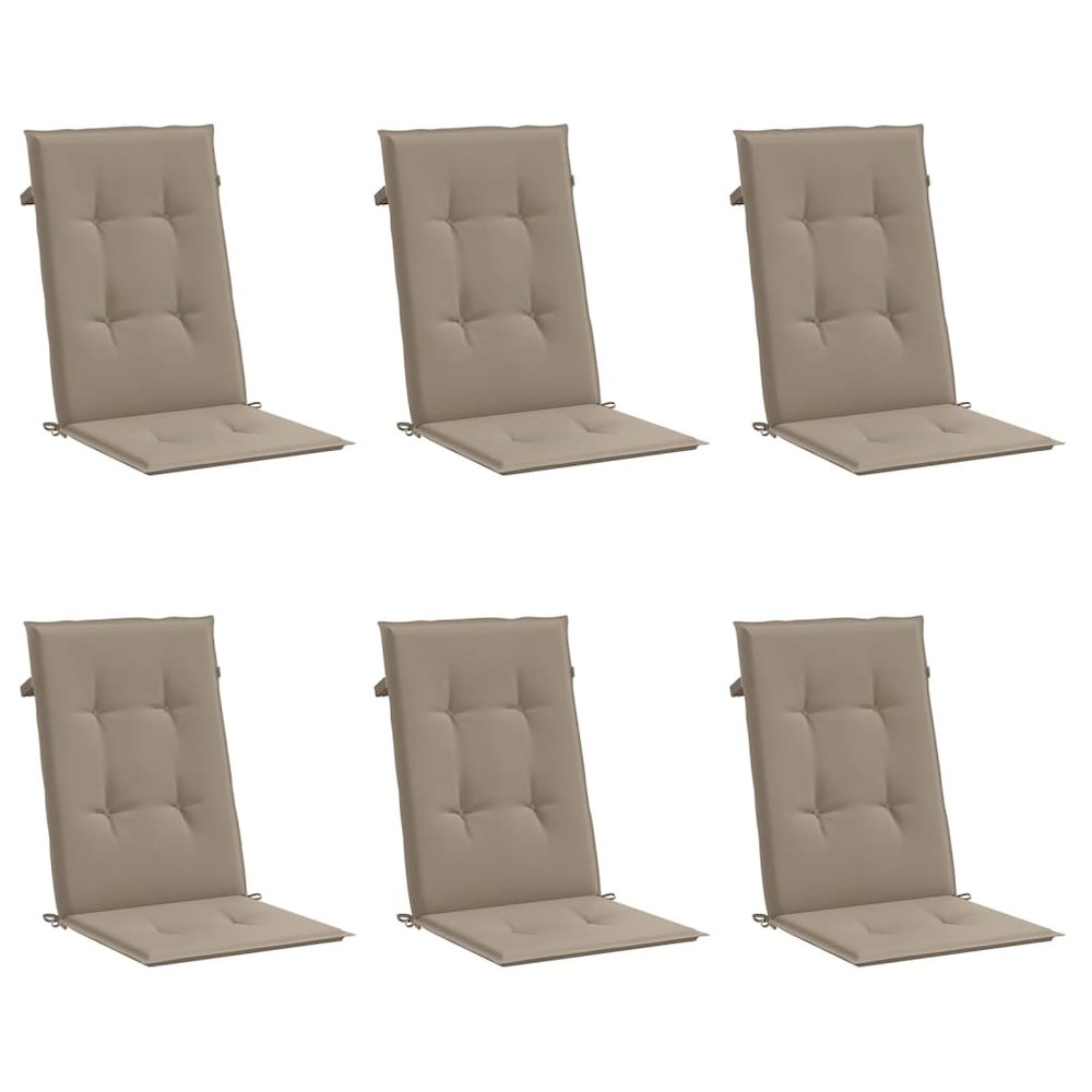 Highback Chair Cushion Set of 6 Taupe Polyester, Foam fibre. Picture 3