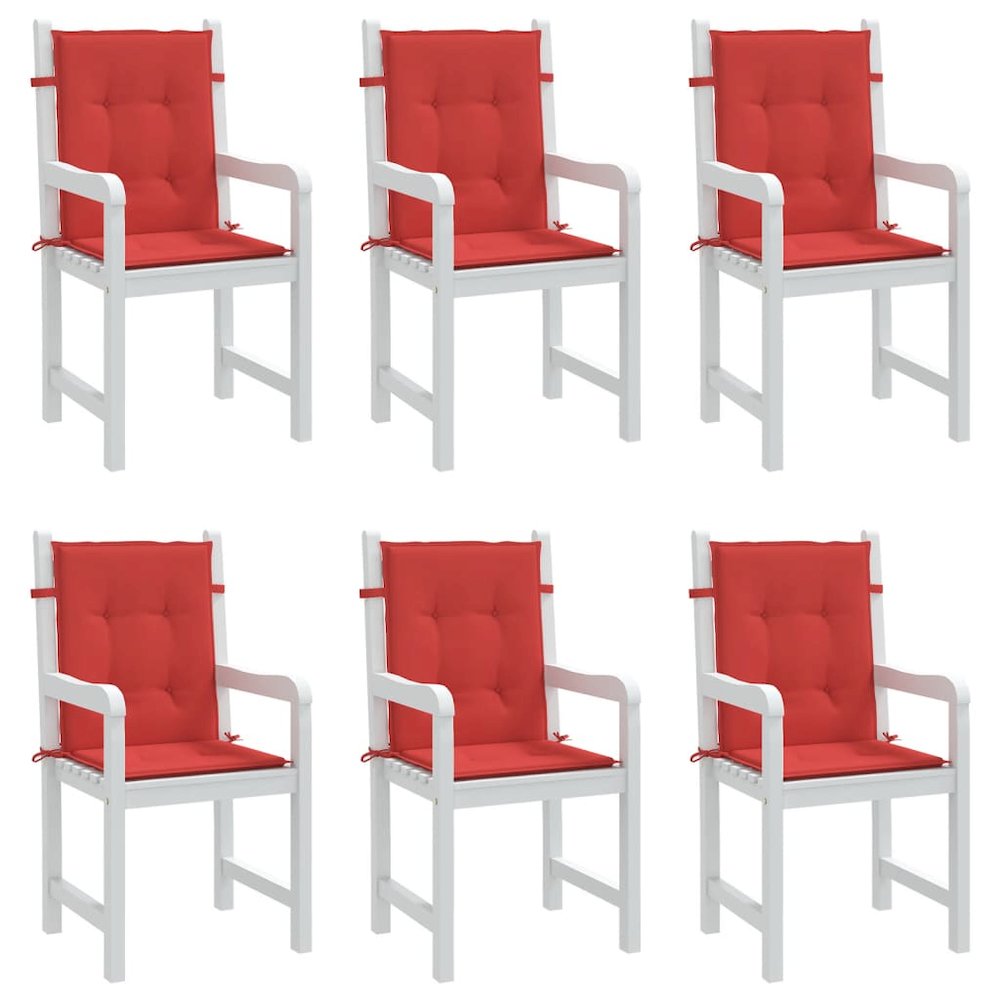 Lowback Chair Cushion Set of 6 Red Oxford fabric (100% polyester). Picture 4