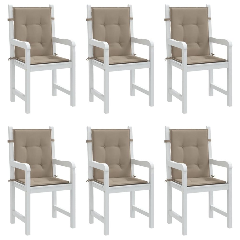 Lowback Chair Cushion Set of 6 Taupe Oxford fabric. Picture 4