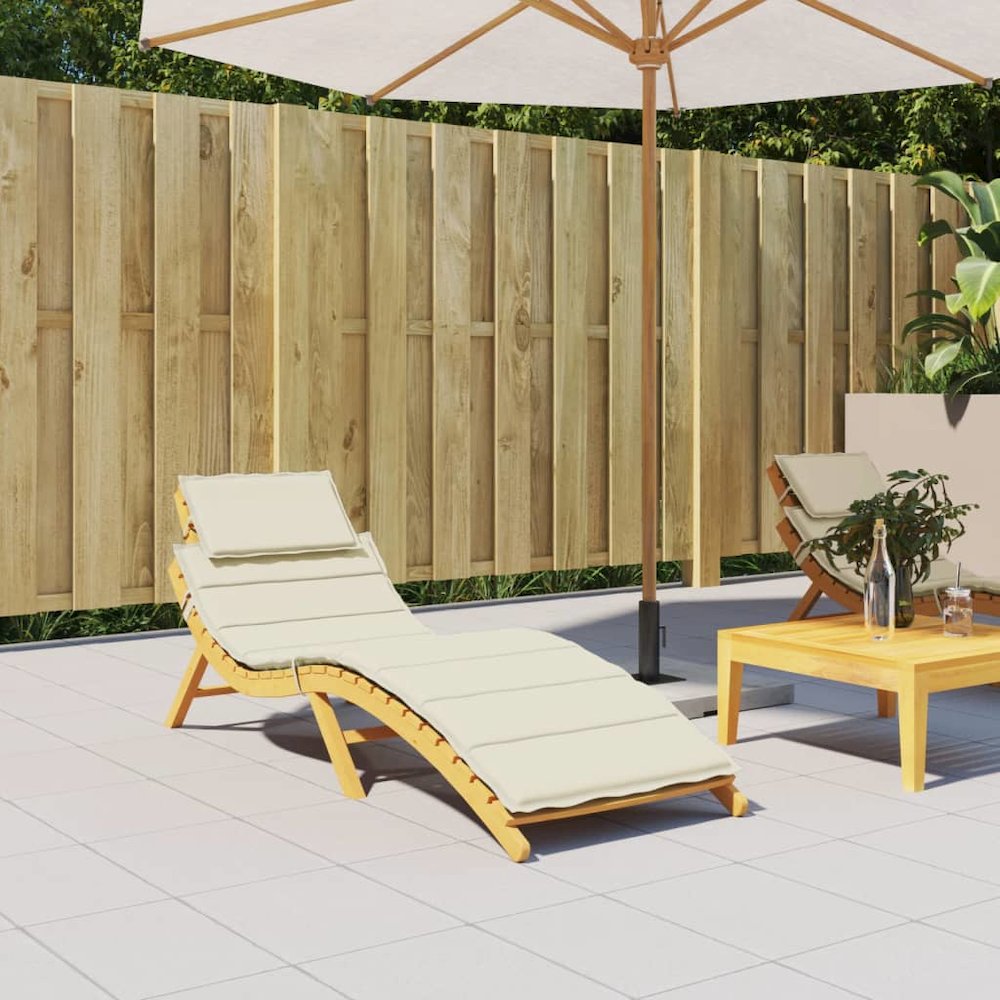 Sun Lounger Cushion Cream Oxford fabric (100% polyester) Standard. Picture 1