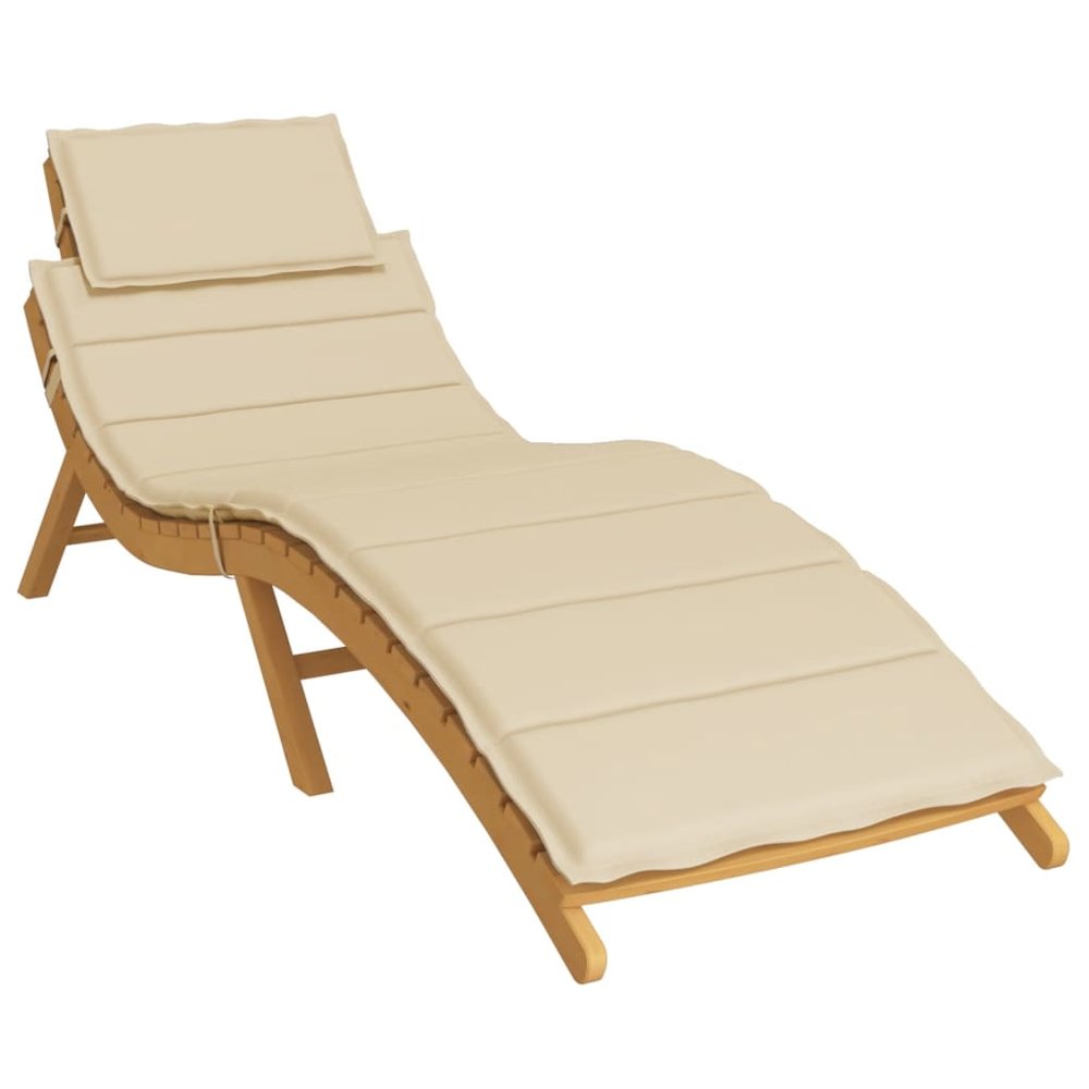 Sun Lounger Cushion Beige Oxford fabric, Foam fiber. Picture 3