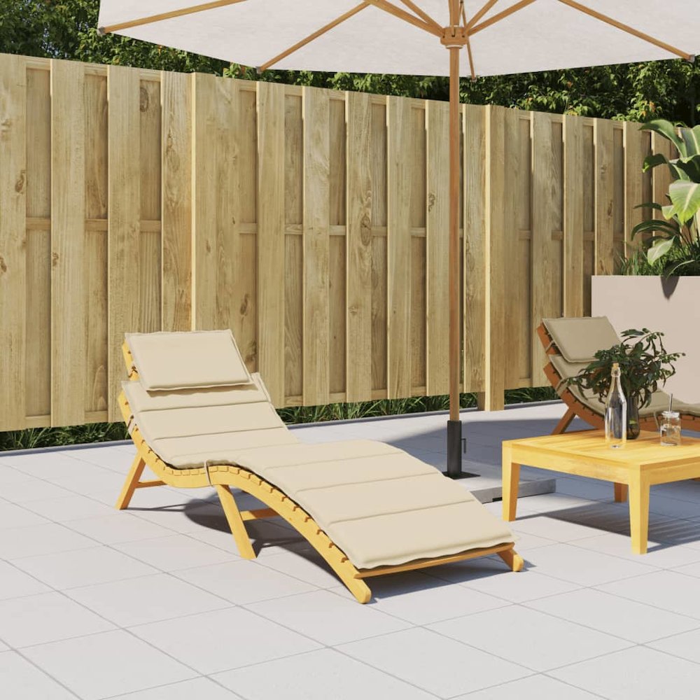 Sun Lounger Cushion Beige Oxford fabric, Foam fiber. Picture 1