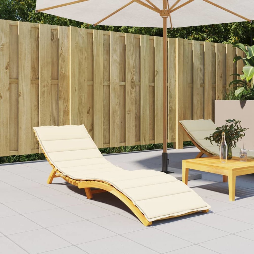 Sun Lounger Cushion Cream Oxford fabric (100% polyester) Extra Long. Picture 1