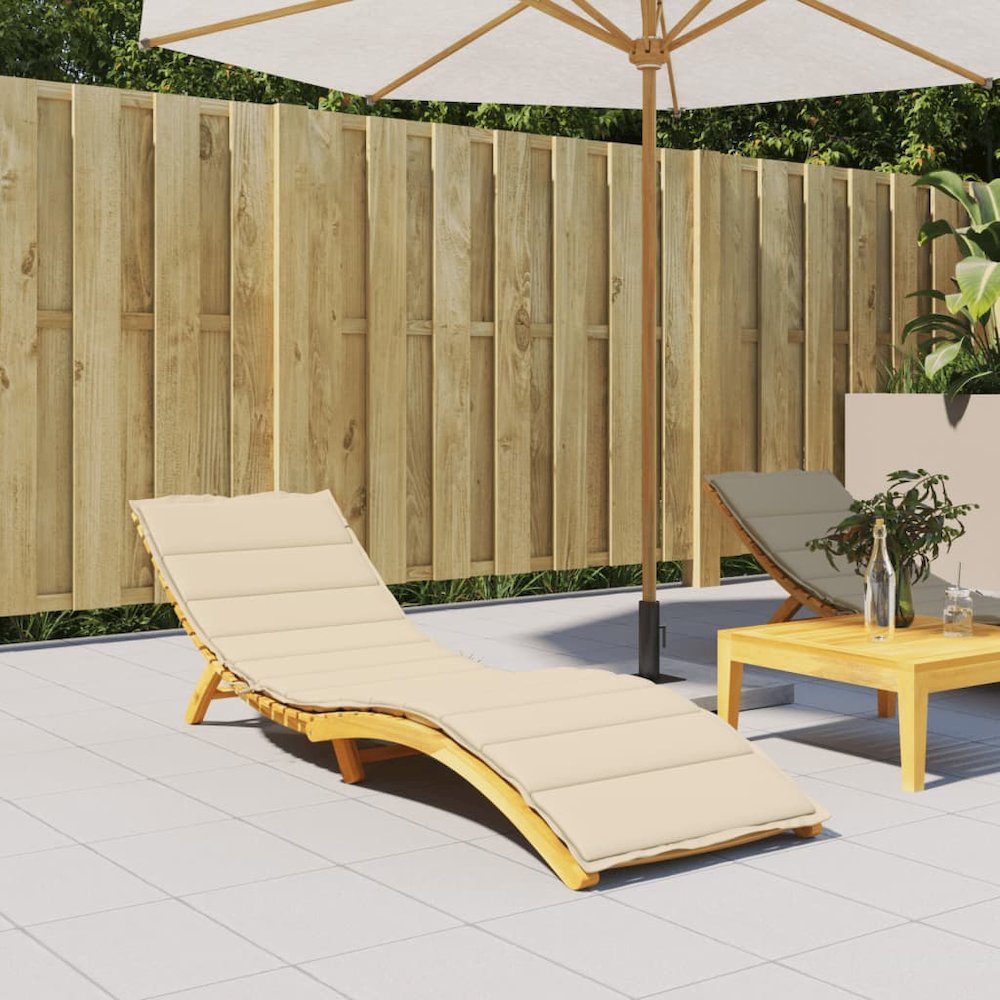 Sun Lounger Cushion Beige Oxford fabric (100% polyester). Picture 1