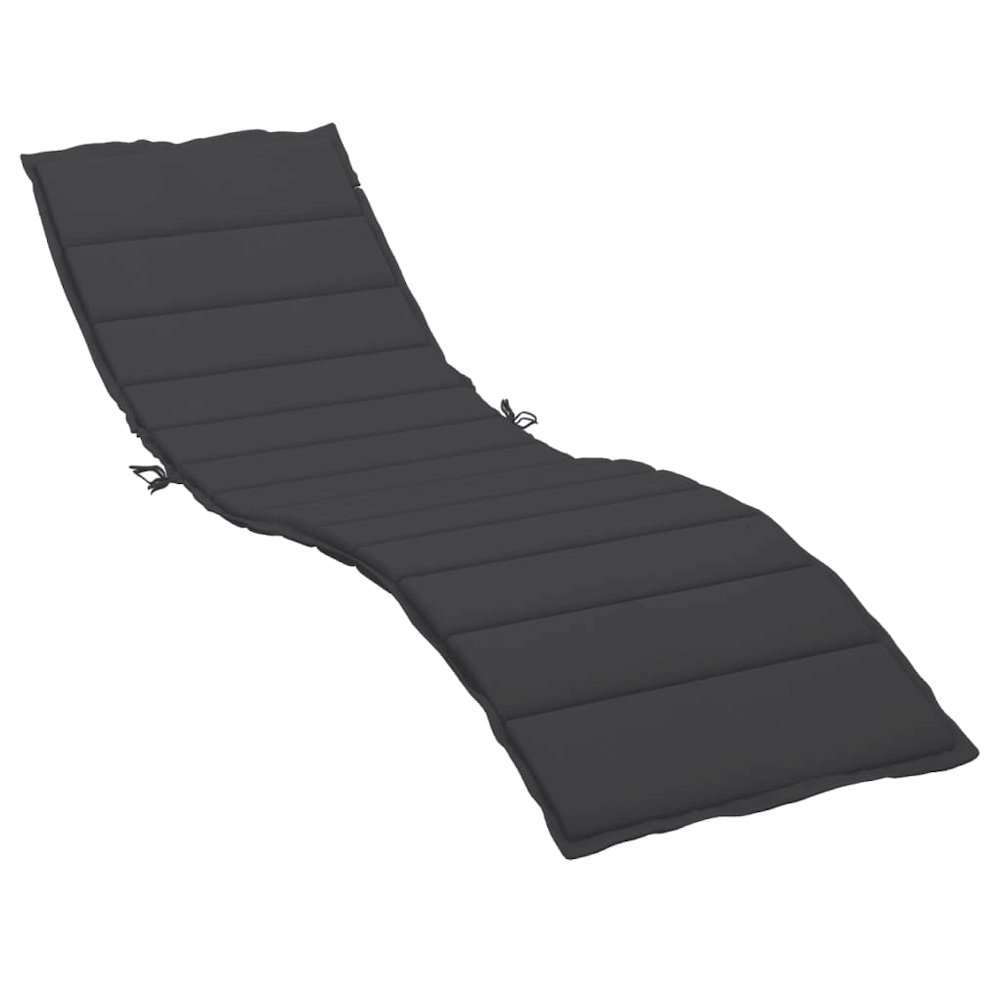 Sun Lounger Cushion Black Oxford fabric, Foam fiber 78.7 x 27.6 in. Picture 2
