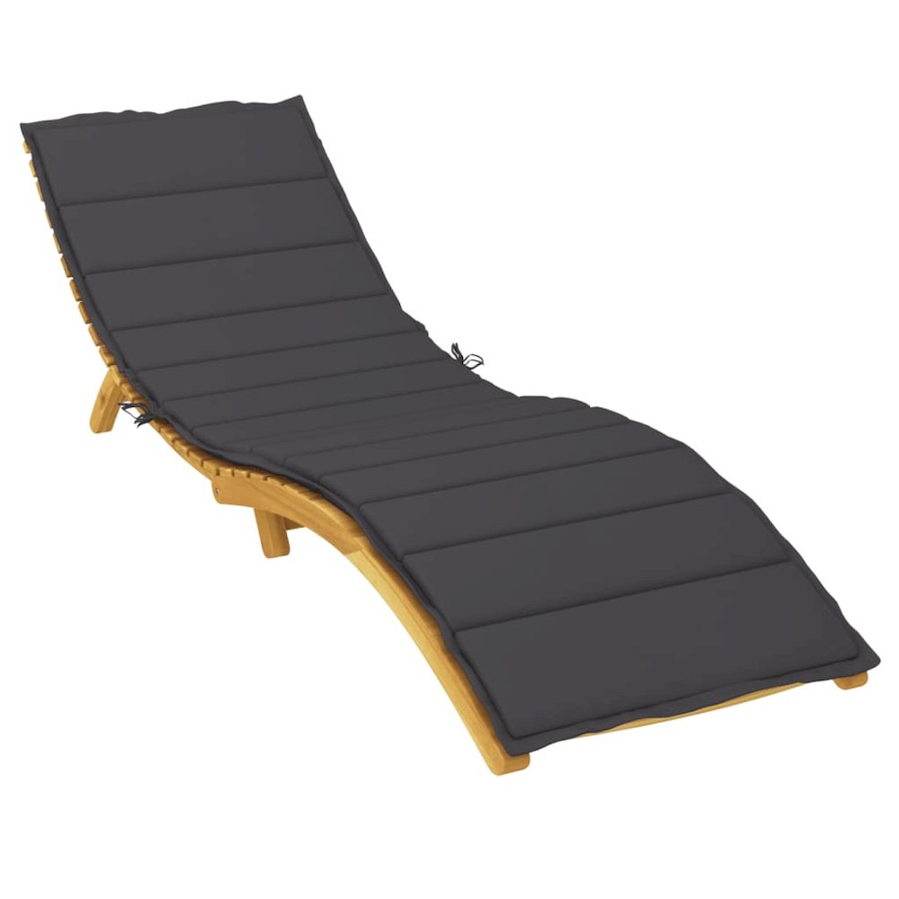 Sun Lounger Cushion Black Oxford fabric, Foam fiber 78.7 x 27.6 in. Picture 3