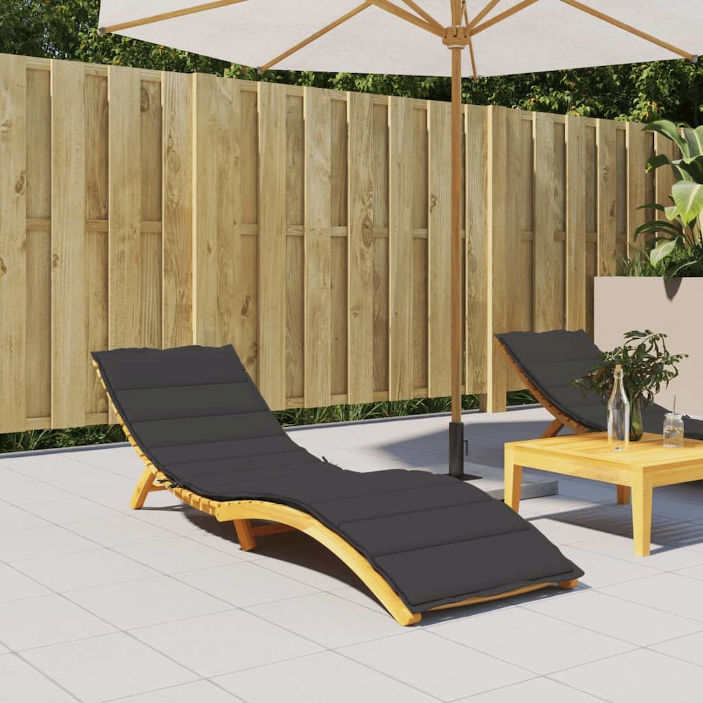 Sun Lounger Cushion Black Oxford fabric, Foam fiber 78.7 x 27.6 in. Picture 1