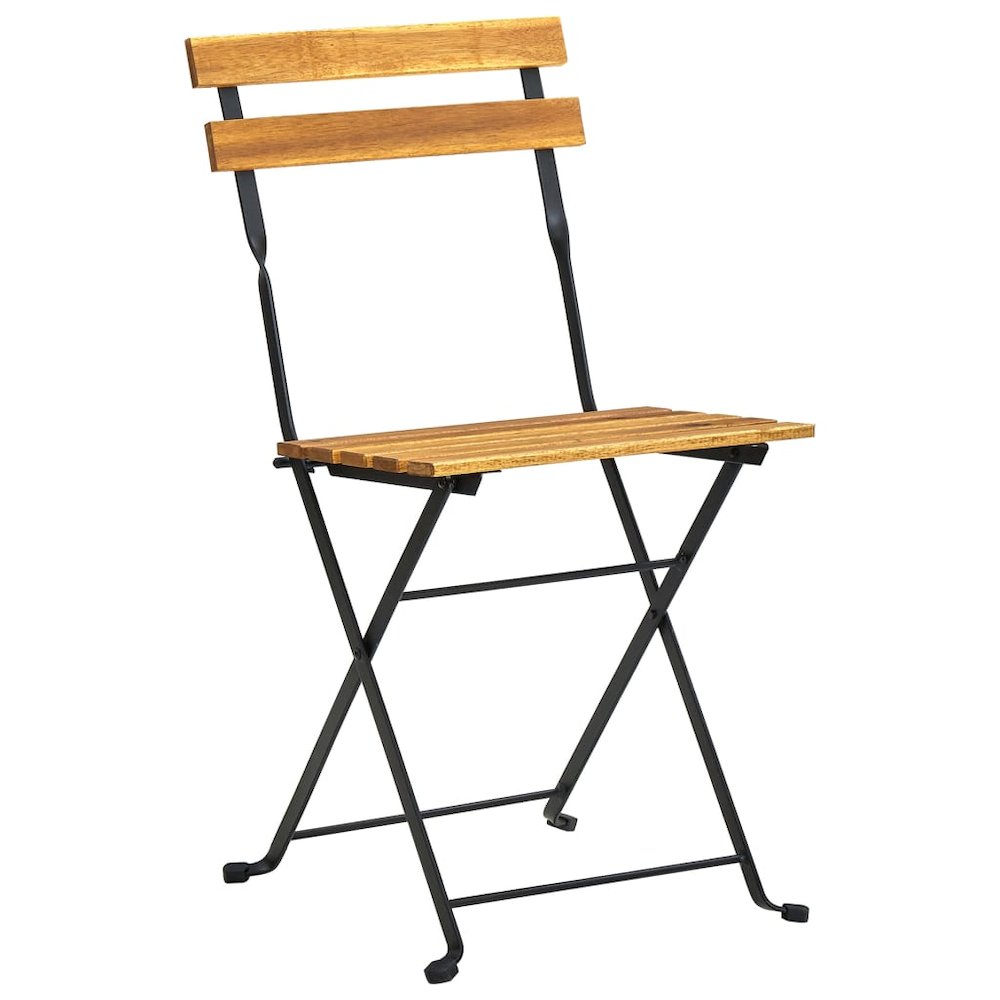 Bistro Table And Chair Brown and Black Solid Acacia Wood Medium. Picture 3