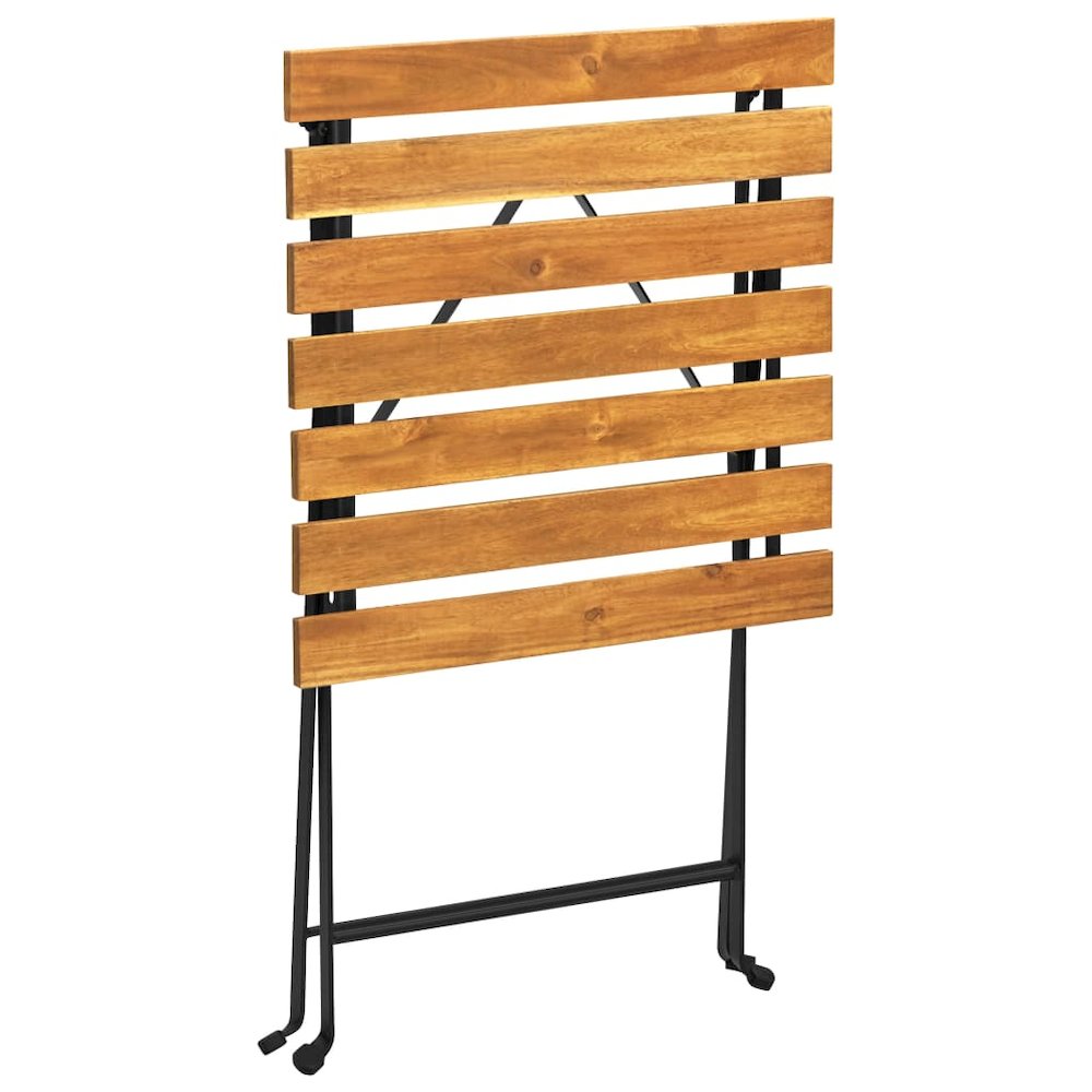 Bistro Table And Chair Brown and Black Solid Acacia Wood Medium. Picture 12