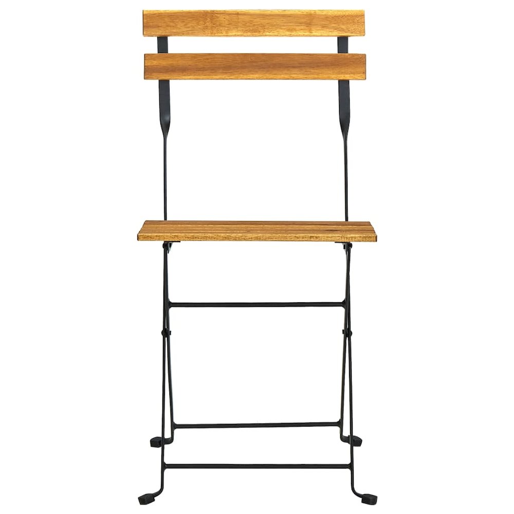 Bistro Table And Chair Brown and Black Solid Acacia Wood Medium. Picture 4