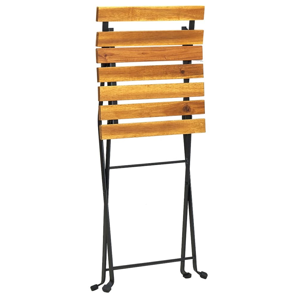 Bistro Table And Chair Brown and Black Solid Acacia Wood Medium. Picture 5