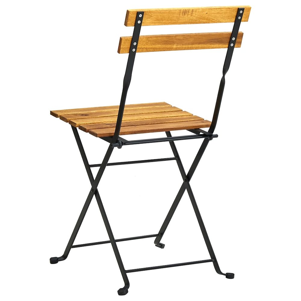 Bistro Table And Chair Brown and Black Solid Acacia Wood Medium. Picture 7