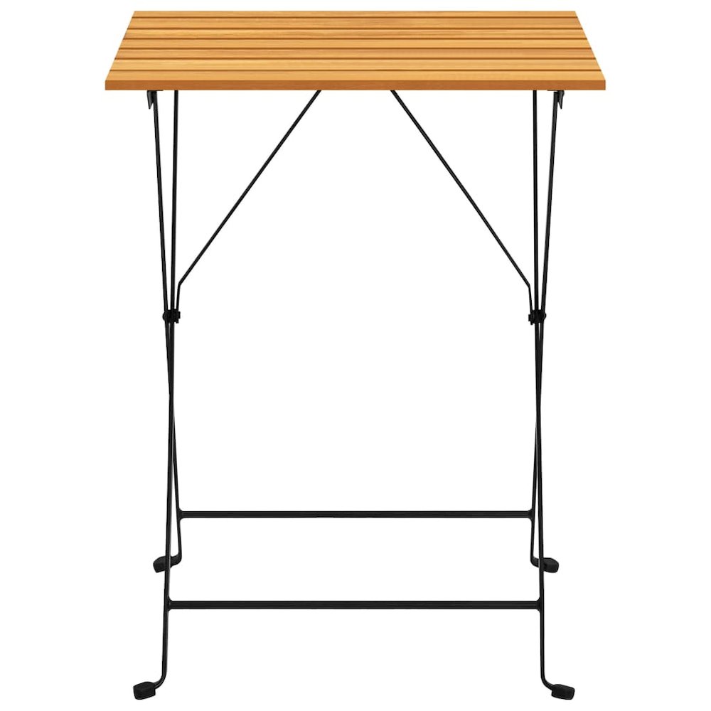 Bistro Table And Chair Brown and Black Solid Acacia Wood Medium. Picture 9