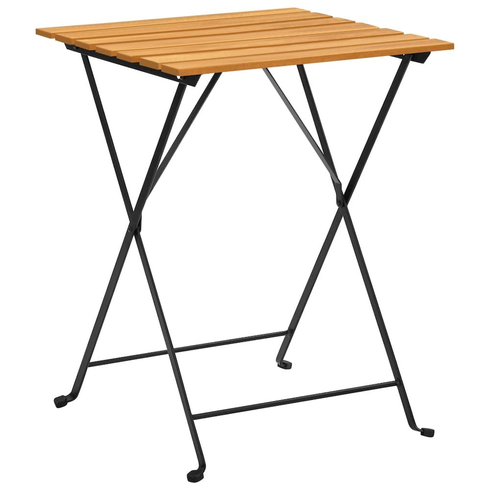 Bistro Table And Chair Brown and Black Solid Acacia Wood Medium. Picture 10