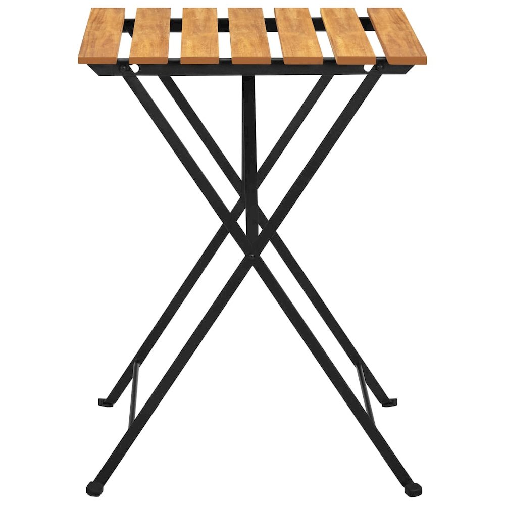 Bistro Table And Chair Brown and Black Solid Acacia Wood Medium. Picture 11