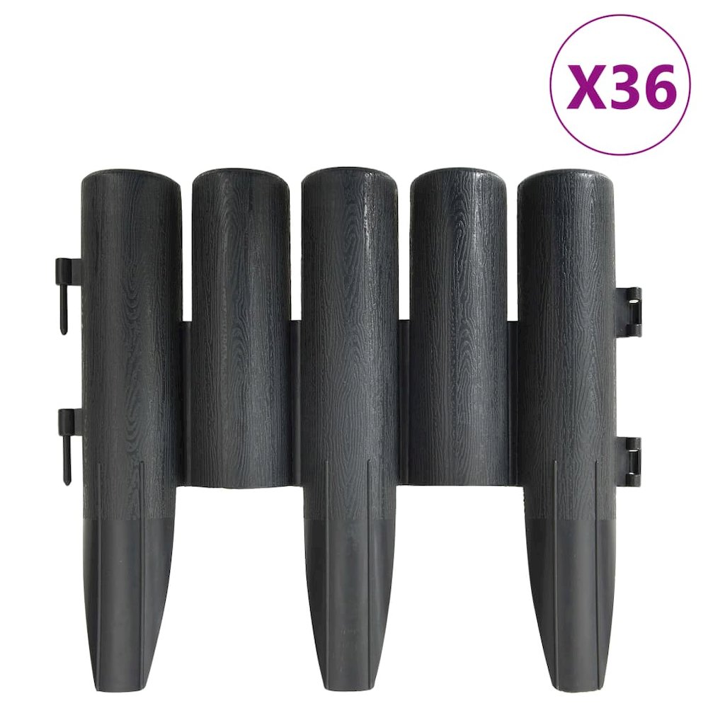 Lawn Edgings 36 pcs Anthracite 32.8' PP. Picture 2
