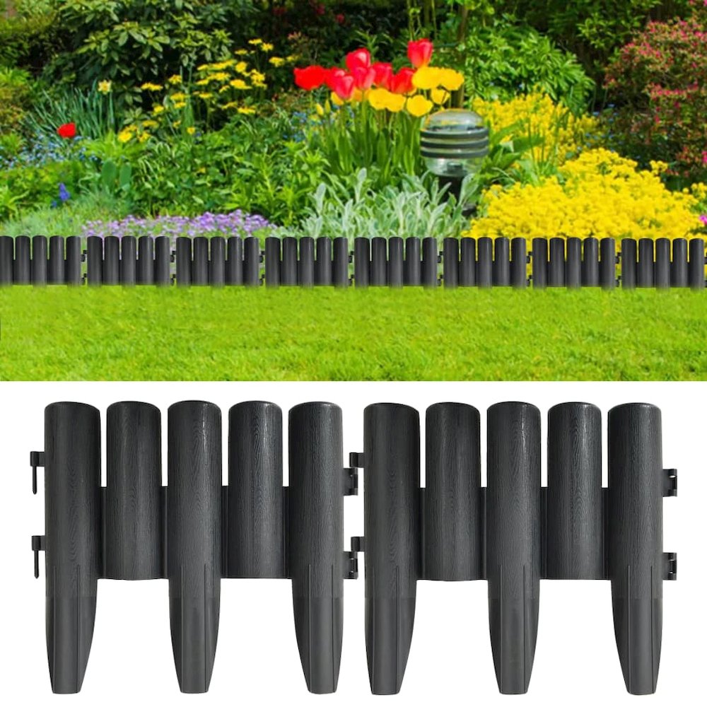 Lawn Edgings 36 pcs Anthracite 32.8' PP. Picture 1