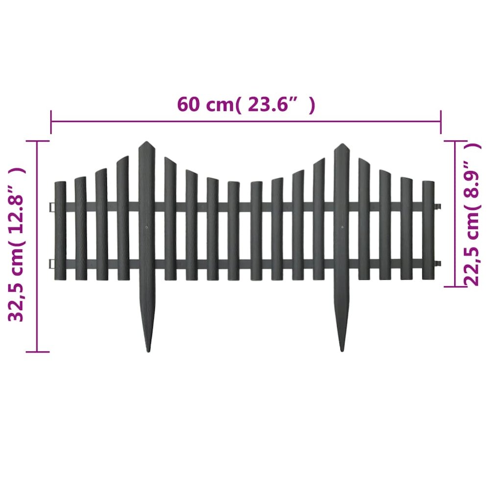Lawn Edgings 17 pcs Anthracite 32.8' PP. Picture 7