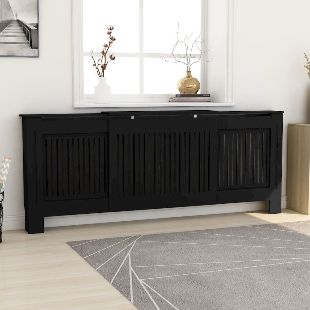 MDF Radiator Cover Black 80.7". Picture 2