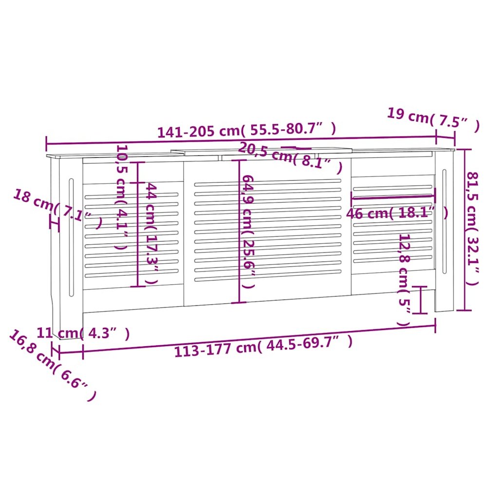 MDF Radiator Cover White 80.7". Picture 10