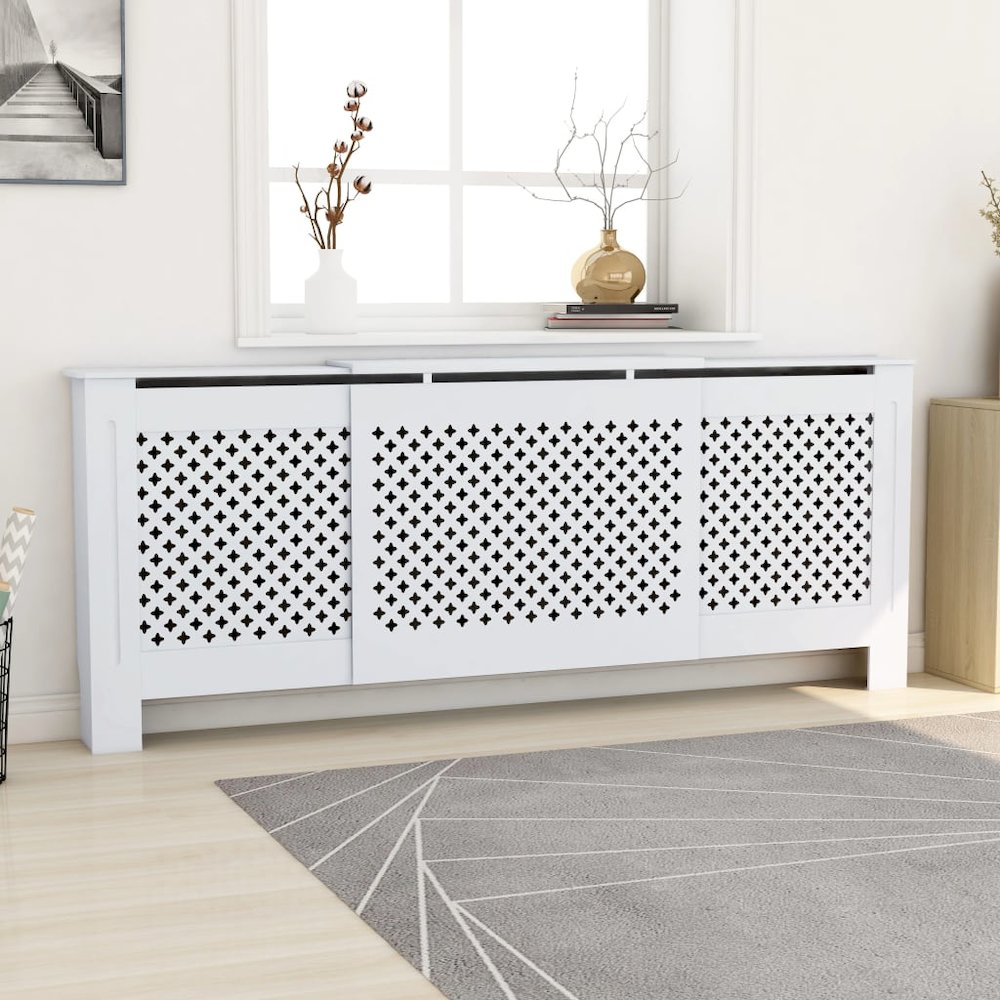 vidaXL MDF Radiator Cover White 80.7", 325555. Picture 1