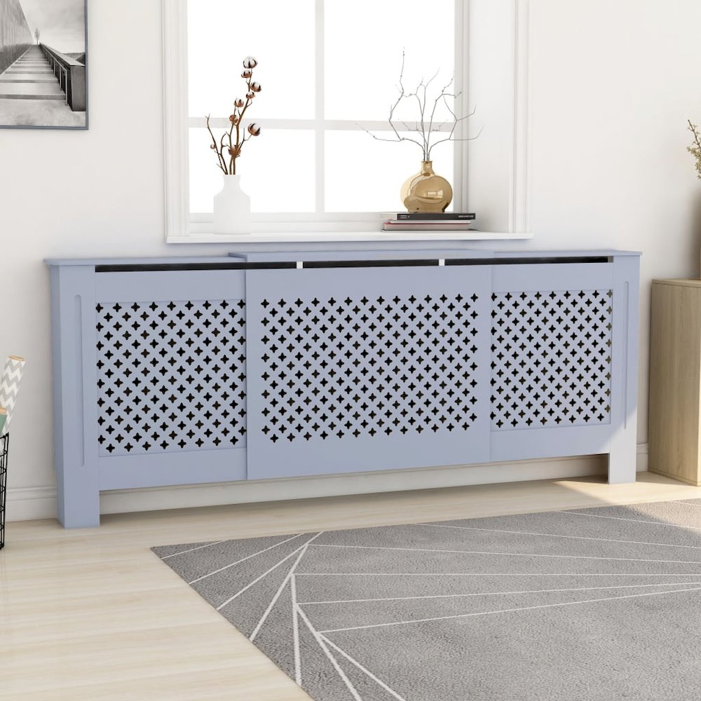 MDF Radiator Cover Gray 80.7". Picture 1