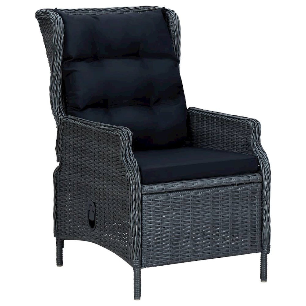 Garden Chair Dark Grey Round PE Rattan, Powder-Coated Steel. Picture 1