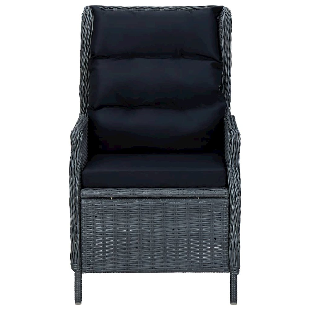 Garden Chair Dark Grey Round PE Rattan, Powder-Coated Steel. Picture 2