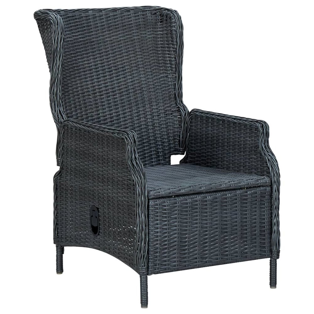 Garden Chair Dark Grey Round PE Rattan, Powder-Coated Steel. Picture 3