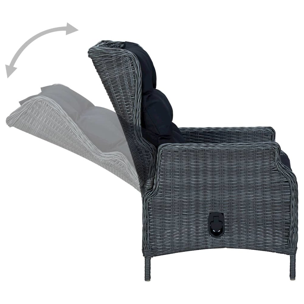 Garden Chair Dark Grey Round PE Rattan, Powder-Coated Steel. Picture 5