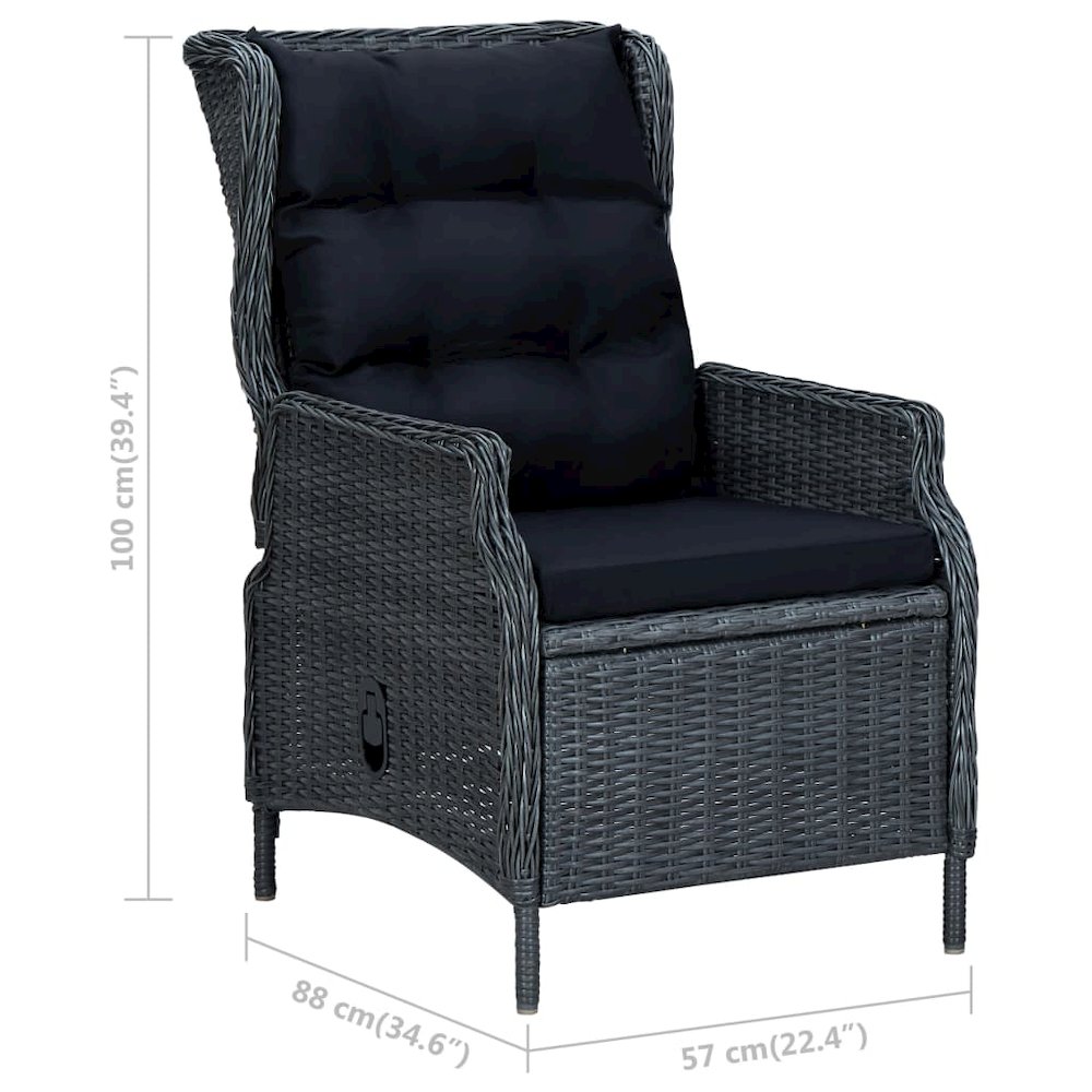 Garden Chair Dark Grey Round PE Rattan, Powder-Coated Steel. Picture 7