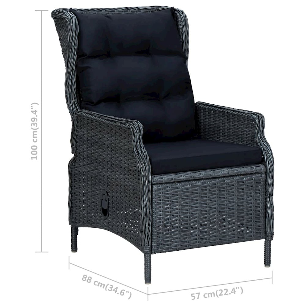 Garden Chair Dark Grey Round PE Rattan Large Garden Chair Other. Picture 11