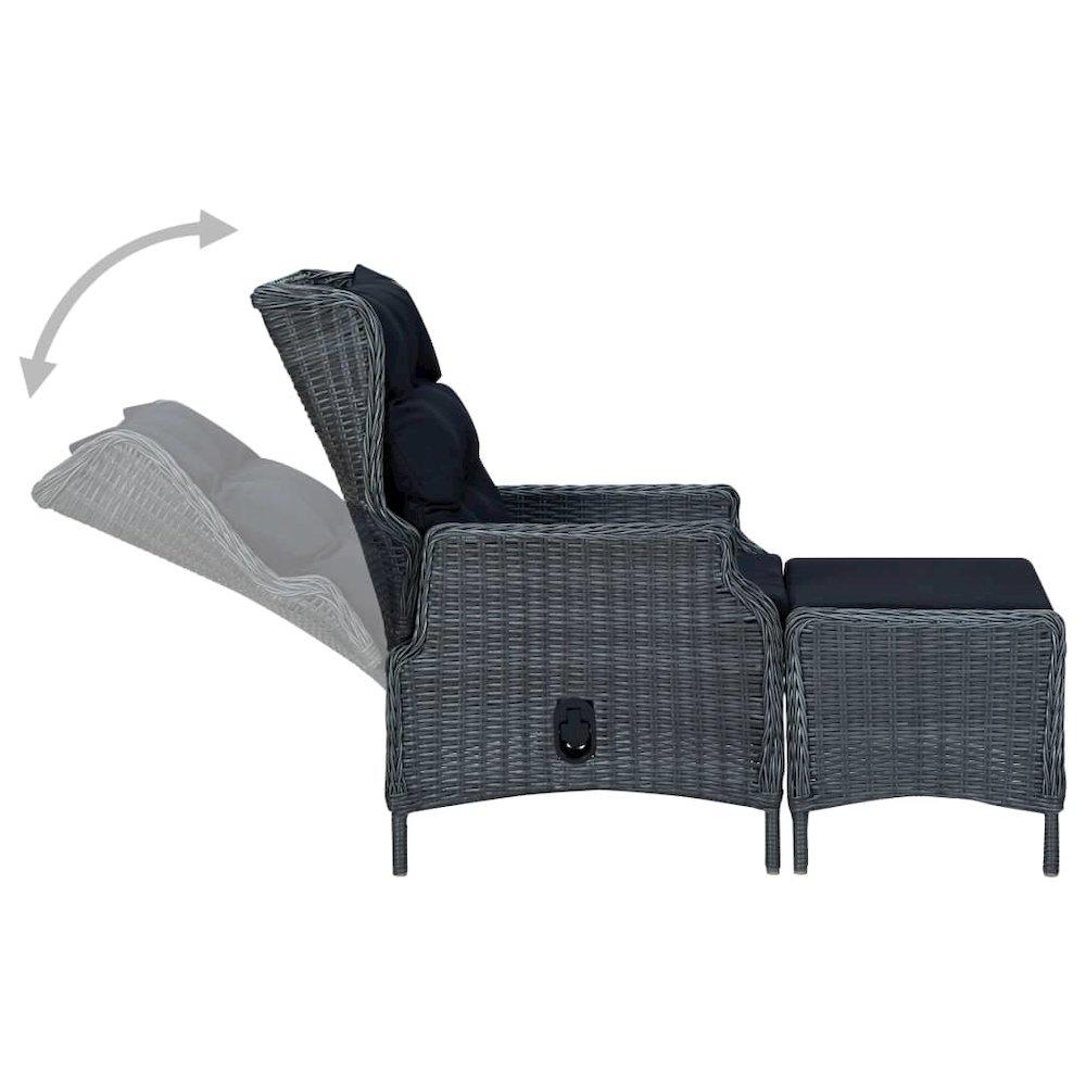 Garden Chair Dark Grey Round PE Rattan Large Garden Chair Other. Picture 4