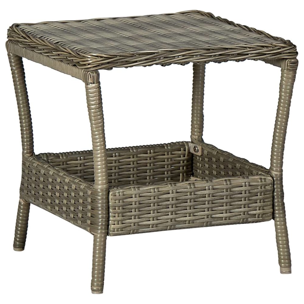 Garden Table Brown Poly Rattan, Powder-Coated Steel, PP Board. Picture 1