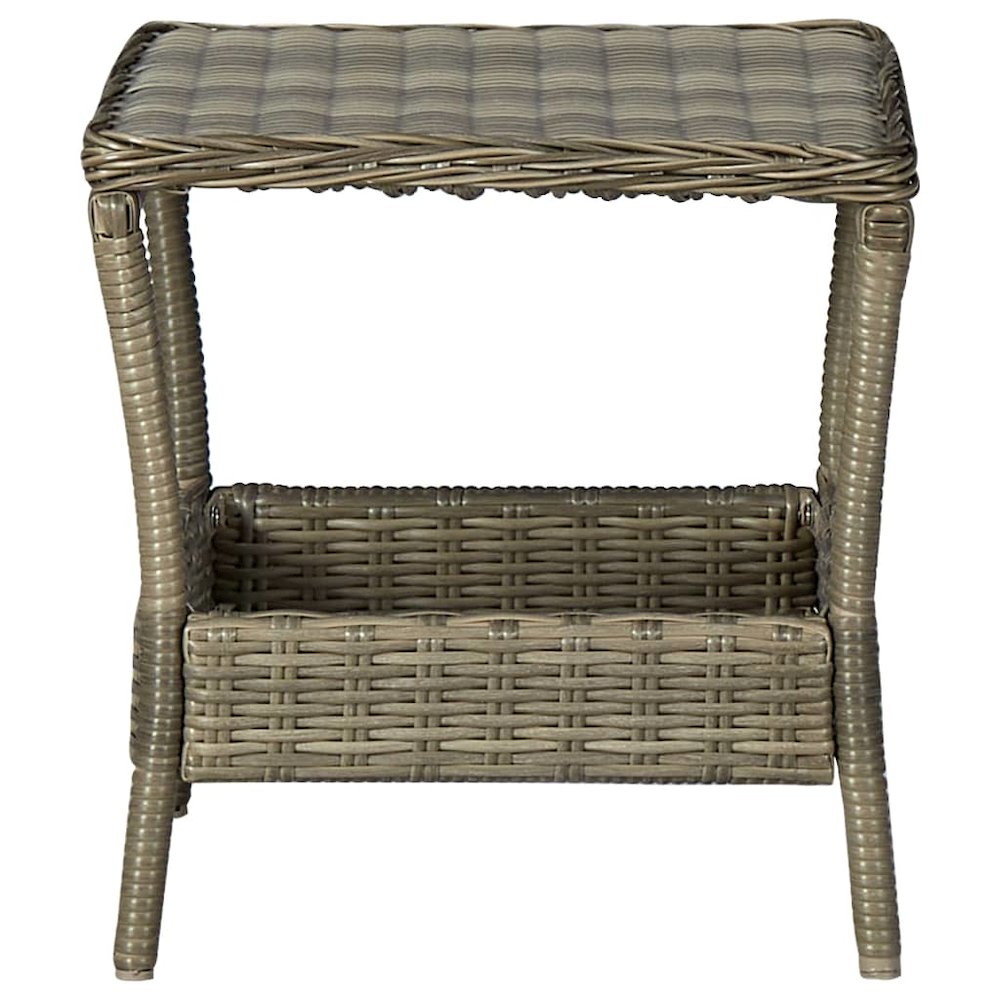 Garden Table Brown Poly Rattan, Powder-Coated Steel, PP Board. Picture 2