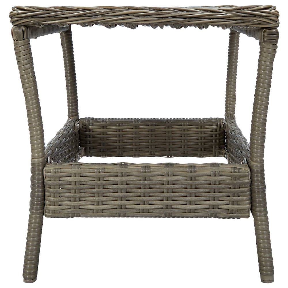 Garden Table Brown Poly Rattan, Powder-Coated Steel, PP Board. Picture 3