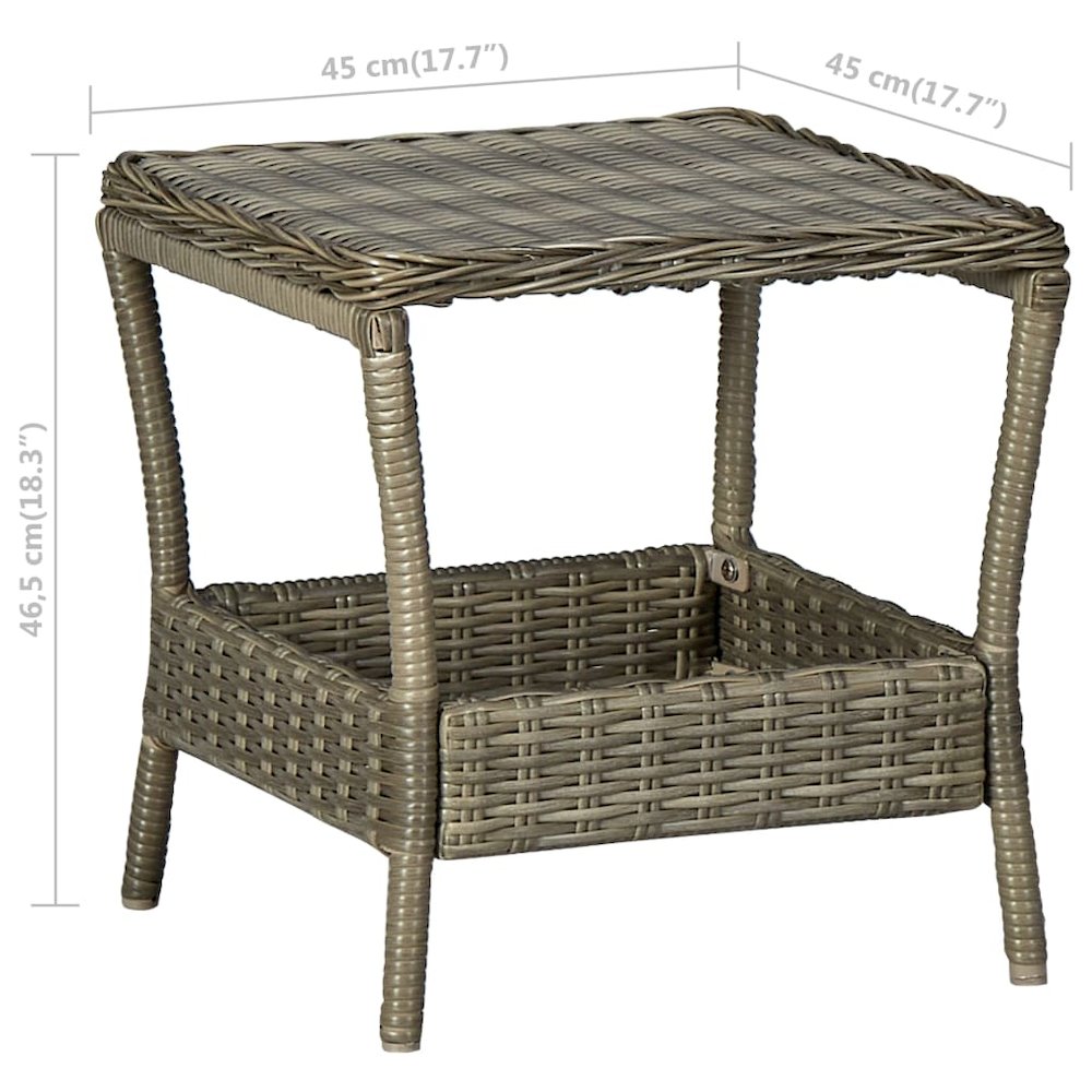 Garden Table Brown Poly Rattan, Powder-Coated Steel, PP Board. Picture 5