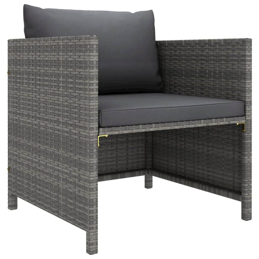 Garden Sofa Grey PE rattan, steel 23.6 in x 23.6 in Modular. Picture 1